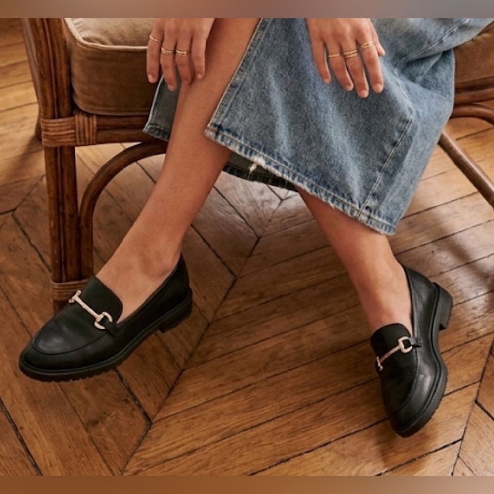 H&M Classic Black Bit Loafers Lug Sole - Size 37